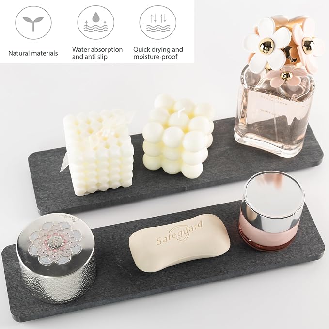 NiuYichee 2 Pcs Water Absorbing Stone Trays, Kitchen/Bathroom Sink Soap Dish - Image 2