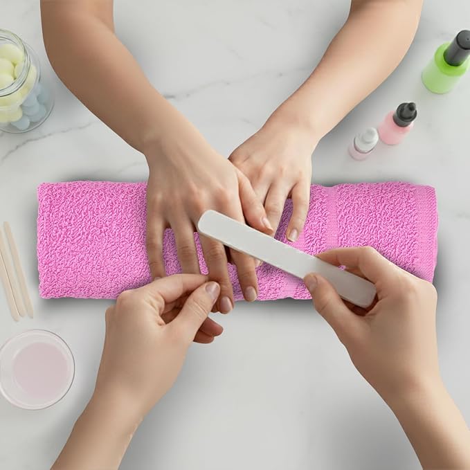 24 Pack Pink Hand Towels 100% Cotton Spa Towel – 16x27 inches Highly Absorbable - Image 7