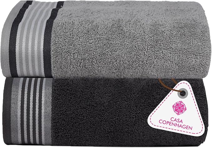 CASA COPENHAGEN He & She 2Pcs 100% Egyptian Cotton Large Designer Bathsheet by CASACOPENHAGEN