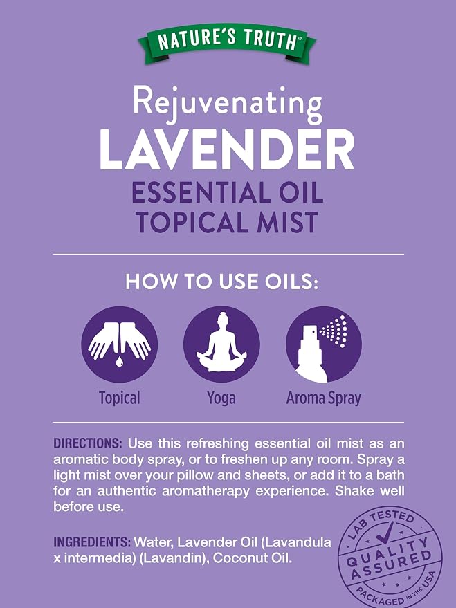 Nature's Truth Lavender Essential Oil Spray | 2.4 fl oz | Room Aroma Mist - Image 2