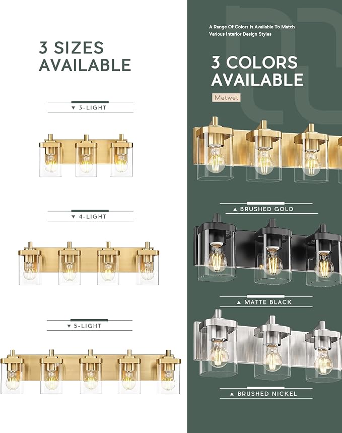 Bathroom Light Fixtures, 5-Light Modern Wall Sconces - Image 7