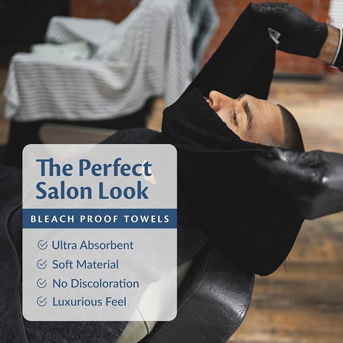 Black Bleach Proof Towels Set, 96 Pack 100% Cotton 16" X 27" Color Safe - Image 4
