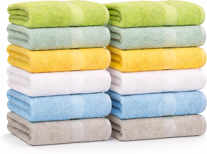 Small and Lightweight Cotton Towels Assorted Pastel Mix 24 x 40 inches Towels by GrokoTextiles