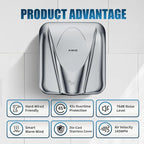 AIKE Elephant Power Commercial Hand Dryer High Speed Auto Warm Wind, Polished - Image 5