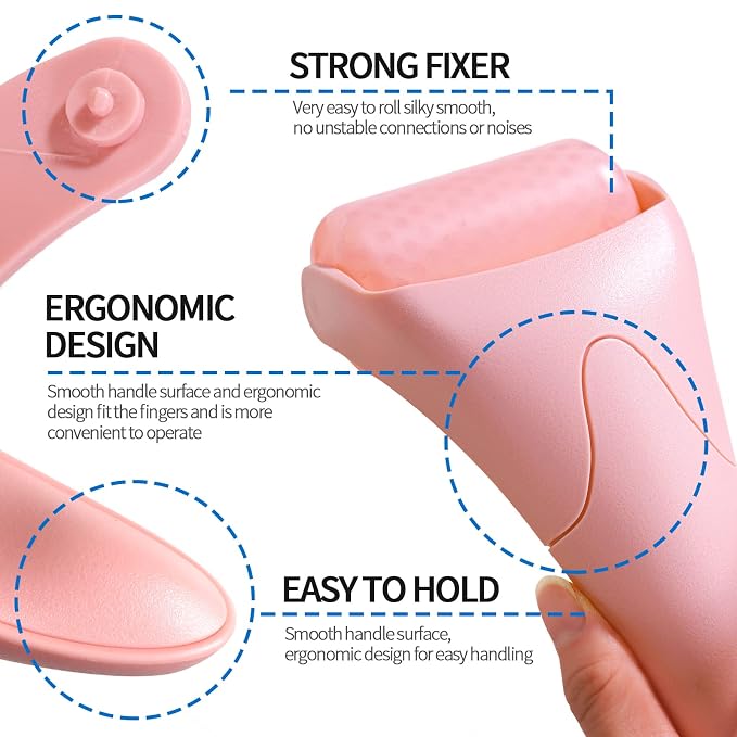 Teenitor Pink Ice Roller for Face, Ice Face Roller, Eye Roller for Puffy Eyes - Image 3
