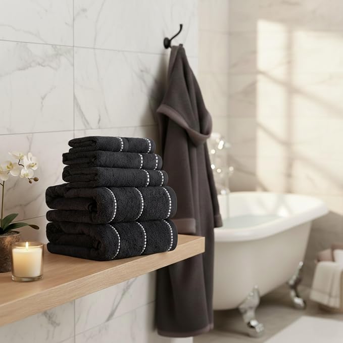Lavish Home 6 Piece Bathroom Towels Set - Image 2