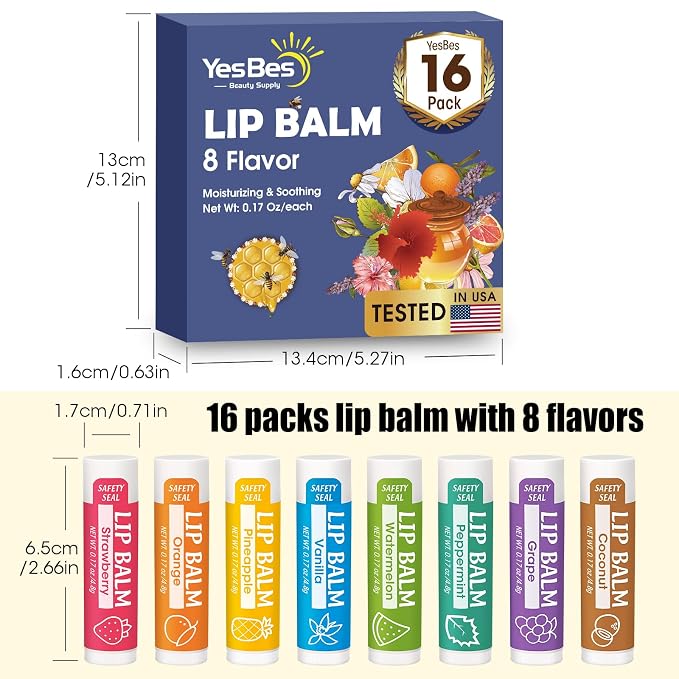 YesBes 16 Pack Lip Balm, Natural Lip Balm Bulk - Image 8