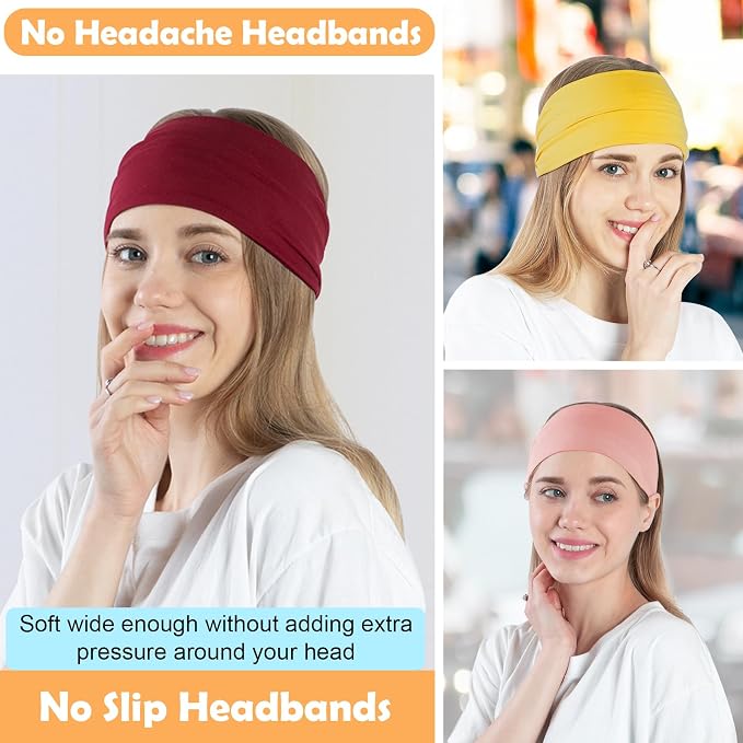 RITOPER Wide Headbands for Women Non Slip, Workout Yoga Running Womens Headband - Image 2