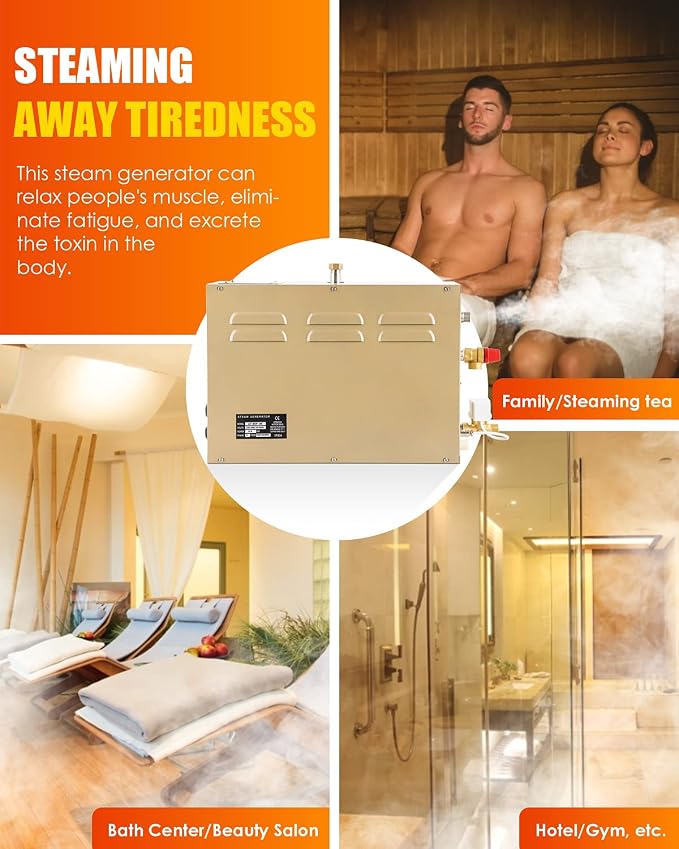 CGOLDENWALL 9KW Commercial Self-Draining Steam Generator Shower System Home - Image 5