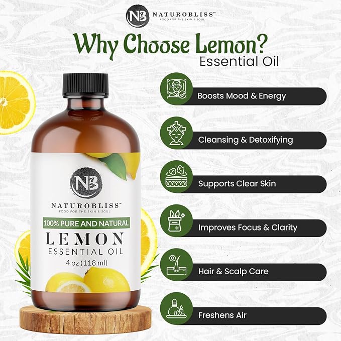 NaturoBliss 100% Pure Lemon Essential Oil Therapeutic Grade Premium Quality - Image 2