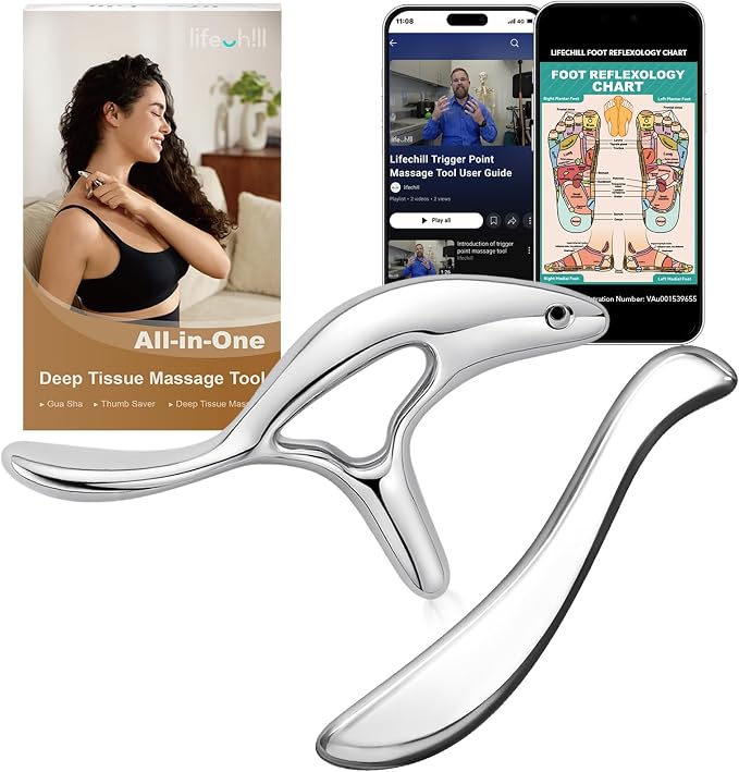 lifechill Metal Massage kit, Stainless Steel Body gua sha Tool, Pressure Point by lifechill