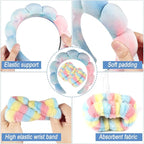 Zkptops Spa Headband for Washing Face Wristband Set Sponge Makeup Skincare - Image 5