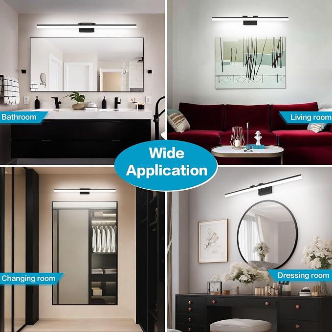 SOLFART Dimmable LED Black Vanity Lighting Fixture Wall Light Over Mirror - Image 7