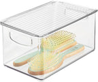 mDesign Deep Plastic Bathroom Storage Bin Box, Lid/Built-in Handles, - Image 8
