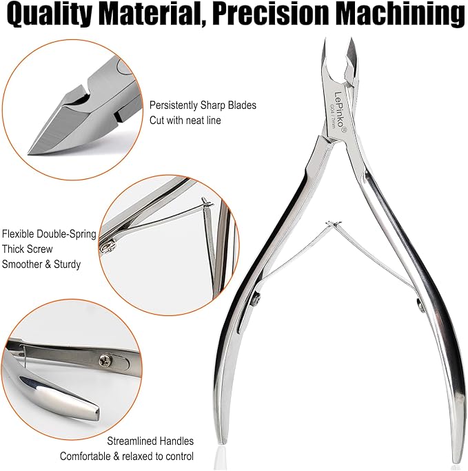 LePinko Professional Cuticle Trimmer kit, Super Sharp Dead Skin Clipper - Image 2