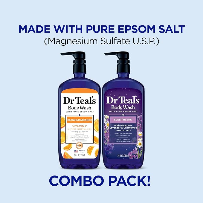 Dr Teal's Body Wash with Pure Epsom Salt, Daytime/Nighttime with Vitamin C & - Image 2