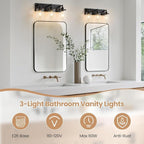 3-Light Bathroom Vanity Light Fixtures, Modern Matte Black Bathroom Lighting - Image 6