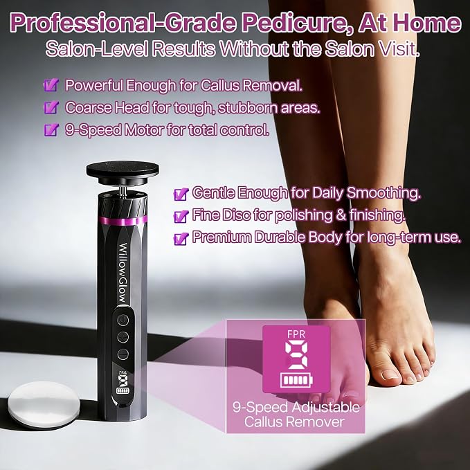 Professional Electric Foot Callus Remover, 9-Speed Cordless Foot File - Image 2