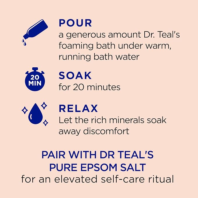 Dr Teal's Foaming Bath with Pure Epsom Salt, Stress Relief with Ginseng & Ginger - Image 3