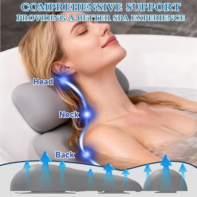 Upgraded Silicone Bath Pillow, 4D Press Inflatable Airbag and Non-Slip Large - Image 4