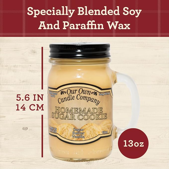 Our Own Candle Company Homemade Sugar Cookie Scented Mason Jar Candle, 100 Hour - Image 4