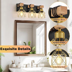 FadimiKoo Black and Gold Vanity Light, 3-Light Farmhouse Vanity Light, Bathroom - Image 3