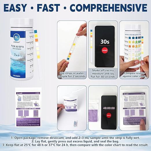 8-in-1 Pool Test Strips, 151 Strips Spa and Hot Tub Water Testing Kit, Pool - Image 3