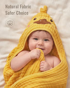 Blissful Diary Muslin Baby Hooded Towel 1 Pack, Soft & Absorbent Bath Towel - Image 3