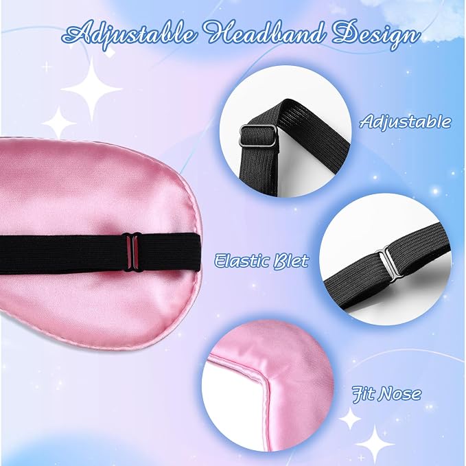 BBTO 4 Pcs Silk Sleep Eye Masks Smooth Soft Satin Eye Covers - Image 3