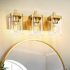 Bathroom Light Fixtures Over Mirror, 3-Light Brushed Gold Vanity Light - Image 8