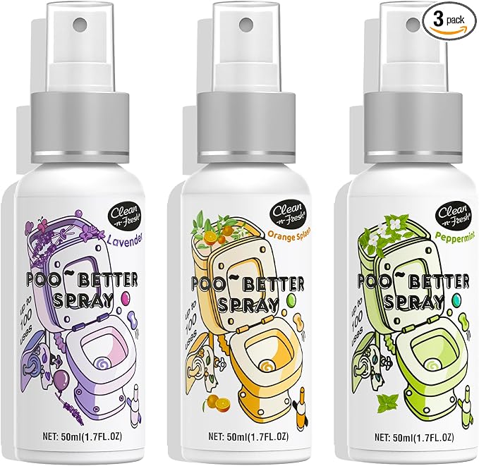 Clean-n-Fresh Toilet Spray, Variety 3 Pack -Lavender, Peppermint, Bathroom & by Clean-n-Fresh