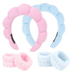 6Pcs Spa Set, Terry Cloth Headbands & Wrist Washbands by ACO-UINT