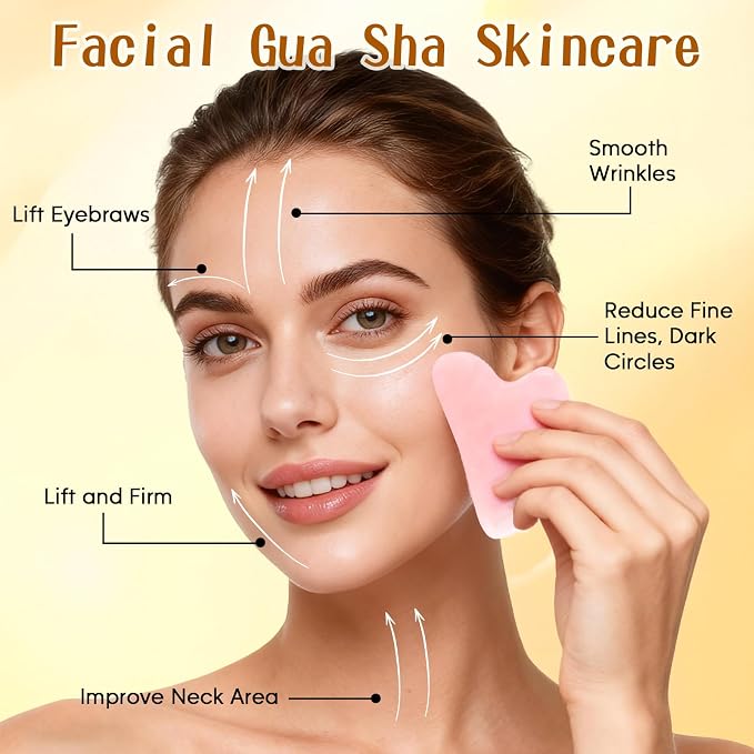 Pjordo Vitamin E Rose Oil & Gua Sha Massage Tools Set, Gua Sha Oil - Image 5