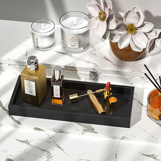 ZHWS Bathroom Tray Countertop for Toiletries, Bamboo Kitchen Tray for Soap - Image 3