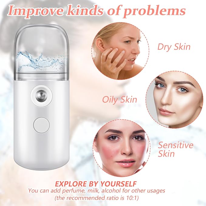 Mudder 4 Pcs Nano Facial Mister Handy Nano Mist Sprayer 30ml Visual Water Tank - Image 9