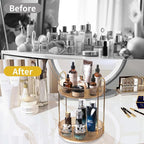 Asayuee 360 Rotating Gold Makeup Organizer, 2 Tier Large Capacity Rotating - Image 5