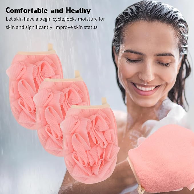 3 Pack Bath Loofah Body Sponge Brushes Loofah Exfoliating Glove Bath Shower - Image 4