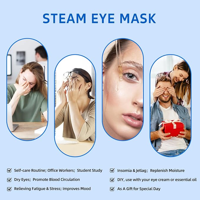 steam Eye mask for Dry Eyes, self-Heating Eye mask for Sleeping, Relief Stress - Image 5