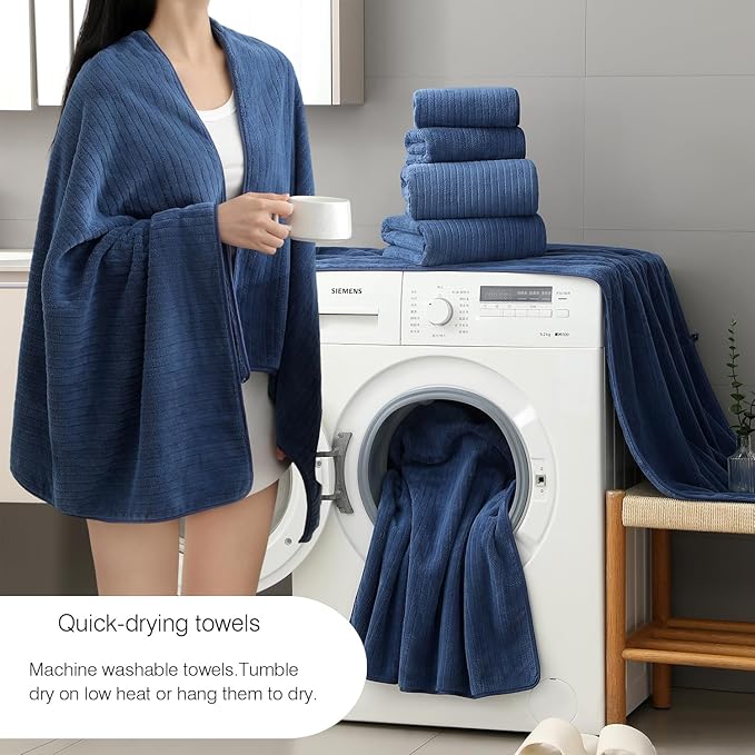 Hailea 18 Piece Family Bath Towel Set Include 6 Bath Towels, 6 Hand Towels and - Image 2