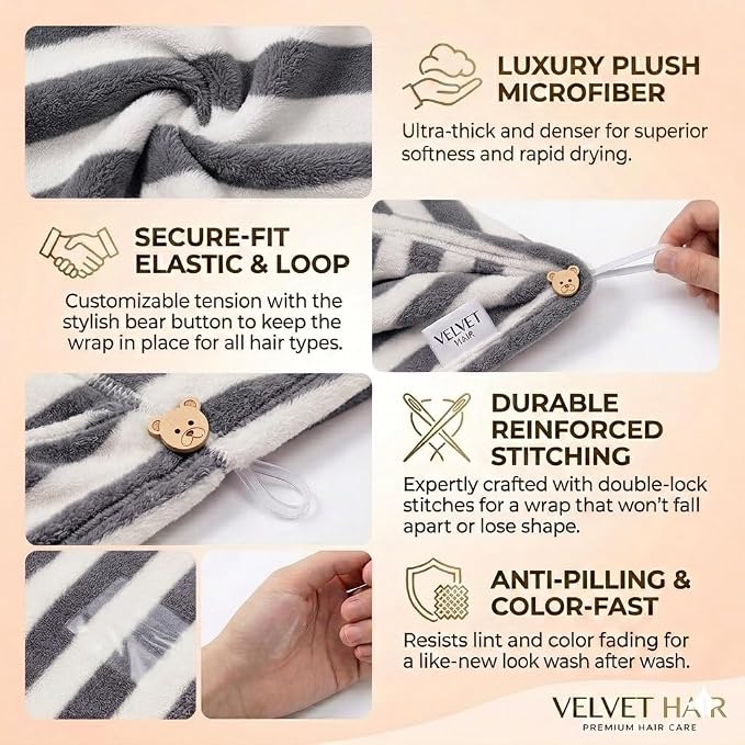 3 Pack Microfiber Hair Towel Wrap - Image 3
