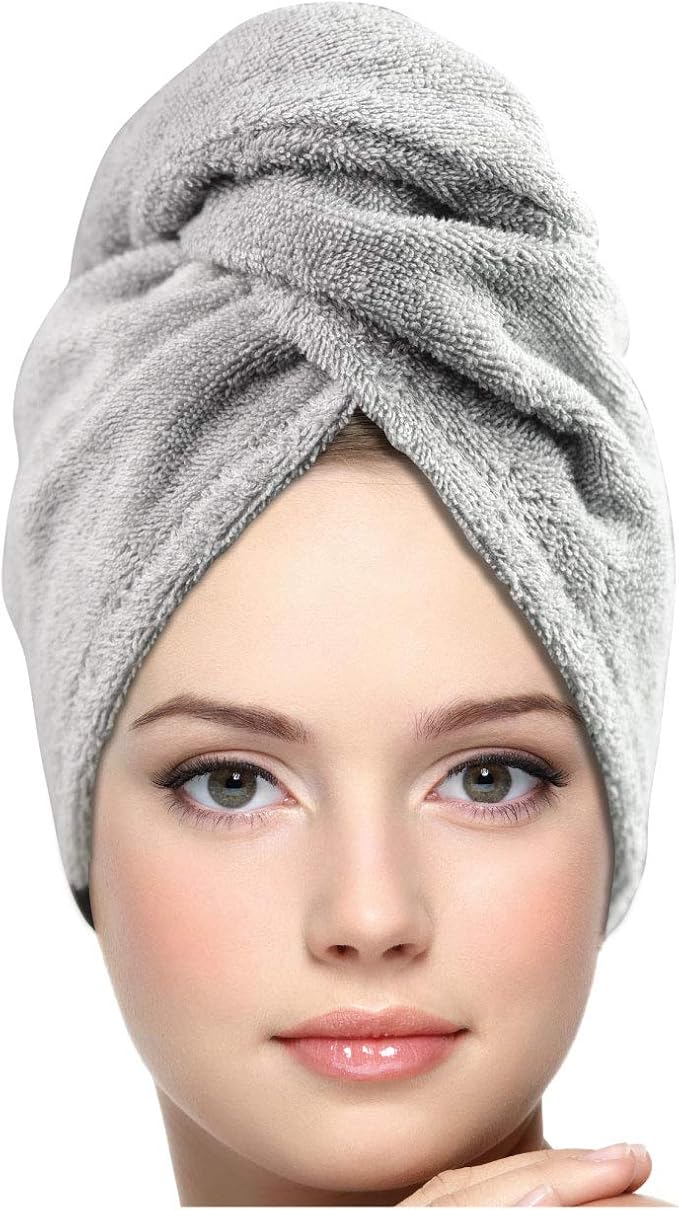 KEEPOZ Hair Towel Wrap Quick Dry 100% Cotton Super Absorbent Turban Head Wrap by KEEPOZ