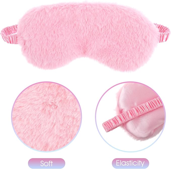 2 Pcs Plush Eye Mask Soft Sleeping Blindfold Eye Cover Comfortable Furry Faux - Image 3