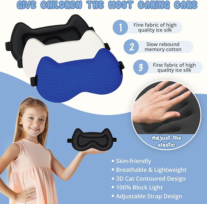 Kids Sleep Mask Eye Mask: 3D Contoured Cup Sleeping Masks, Blindfold - Image 4