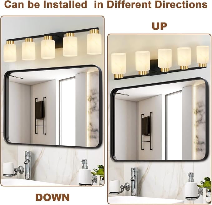5-Light Bathroom Light Fixtures, Modern Vanity Lights, Living Room, E26 Base - Image 4