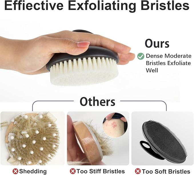 Dry Brushing Body Exfoliating Brush, Anti Slip Body Scrubber - Image 4