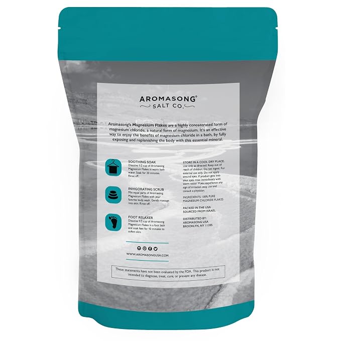 Aromasong Magnesium Flakes for Bath from The Dead Sea- 12 LB Resealable Pack - Image 8