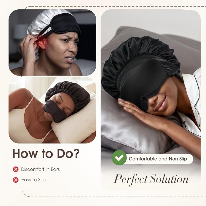 LC-dolida Satin Silk Bonnet for Sleeping Women Men, Hair Bonnet for Curly & - Image 3