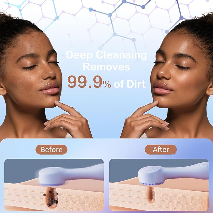 Facial Cleansing Brush Silicone Face Scrubber Waterproof Rechargeable - Image 2