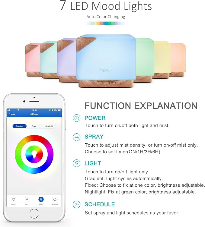 ASAKUKI Smart WiFi Essential Oil Aromatherapy Diffuser, Easy Connect - Image 3