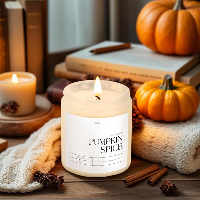 Pumpkin Spice Fall Candles for Home Scented, Natural Soy Wax Aromatherapy Non - Image 5